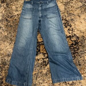 Classic Navy Denim Vintage Wide Leg Blue Women's Sailor 1980’s OldJeans Pockets